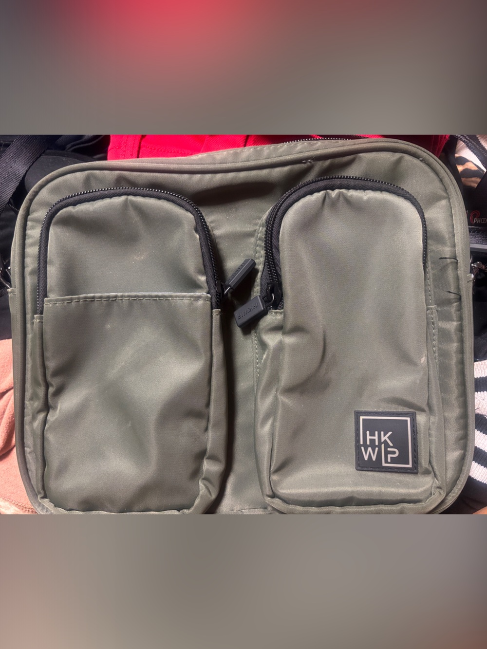 HKWP Olive Green Men's Compact Crossbody Backpack